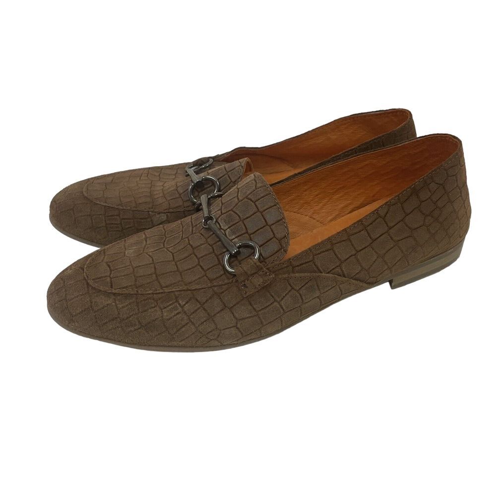 Ateliers Chase Loafers Women's US 8.5-9  Croco Suede Horsebit Brown‎ size 39 EUR